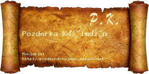 Pozderka Kálmán névjegykártya